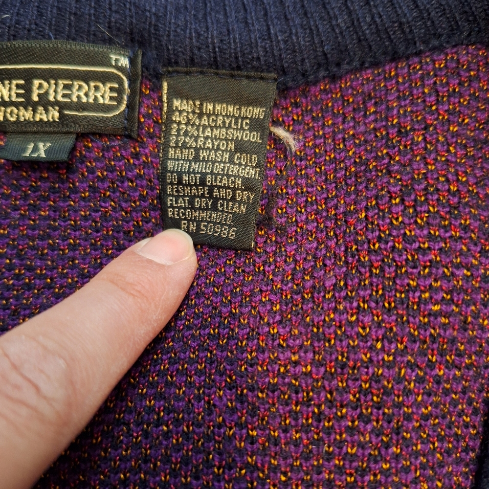 Vintage Jeanne Pierre Purple & Blue Cardigan Paisley Pattern - Picture 7 of 12